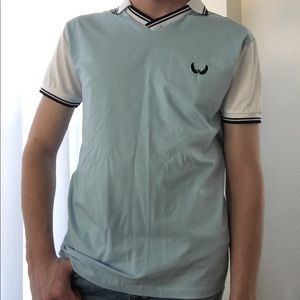 Nick Danger baby blue and white polo